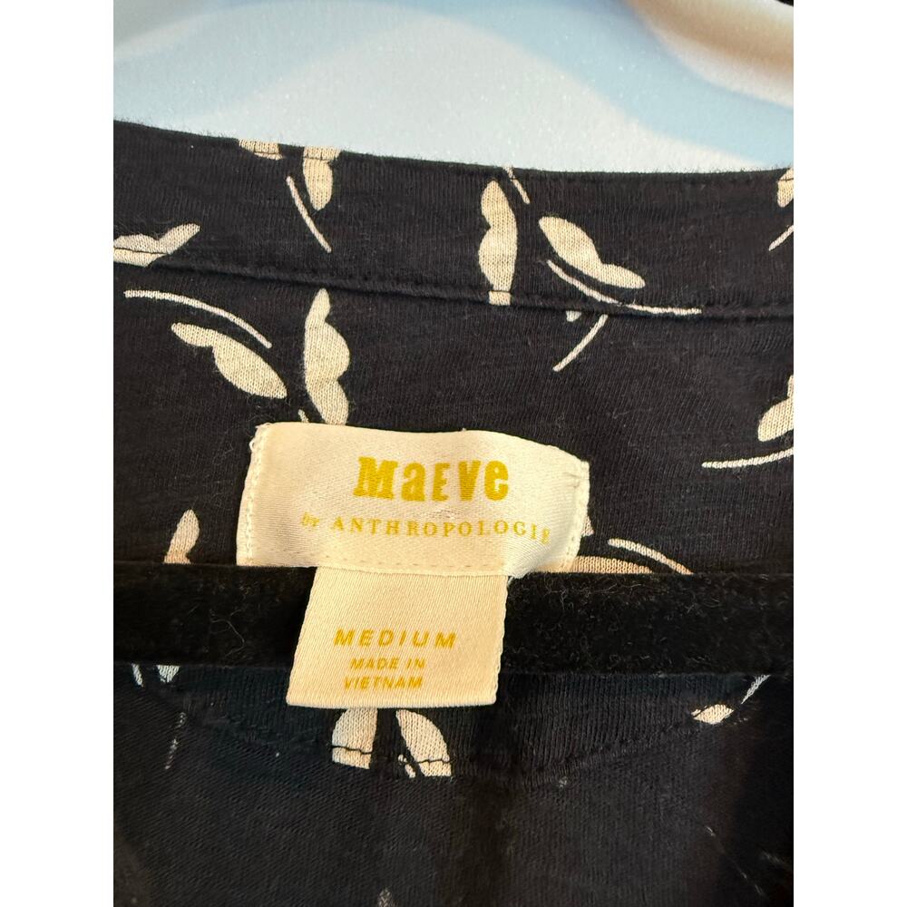 Maeve by Anthropologie Black Printed Peplum Tunic Top - Picture 3 of 5